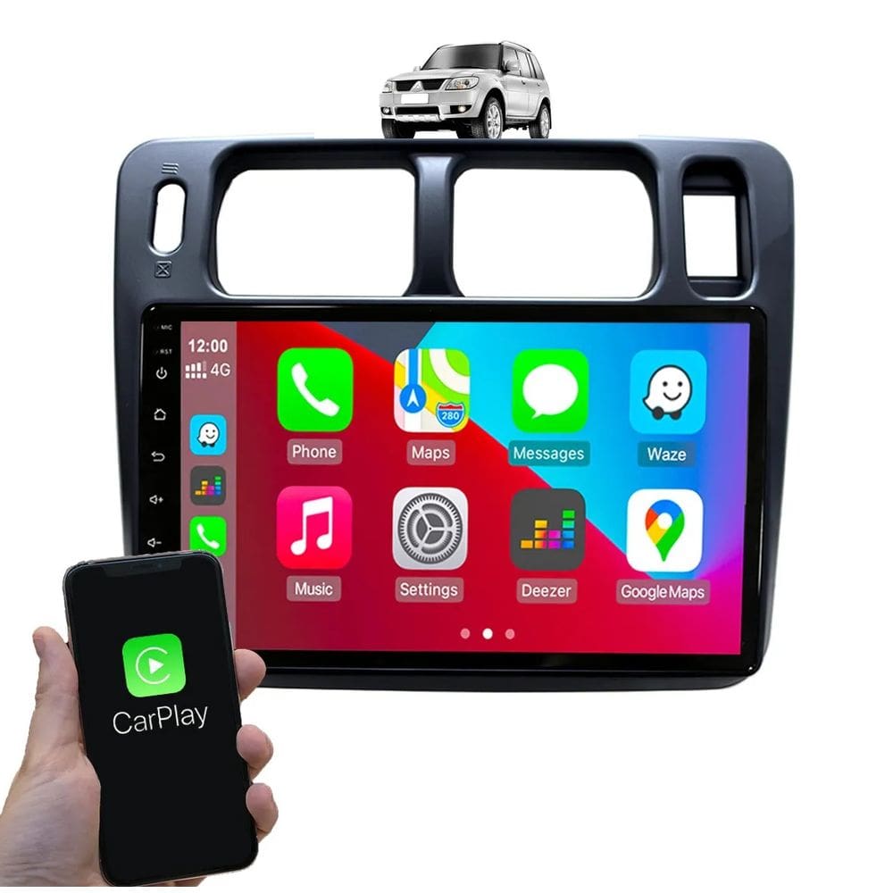 Kit Multimidia Pajero TR4 2010 / 2014 Carplay AndroidAuto USB BT FM 9 Pol - Roadstar 908BR