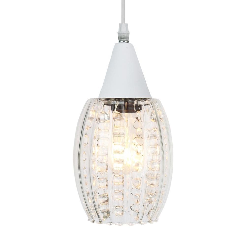 Lustre Pendente Taschibra Cristal Badih Pp Canelado Branco
