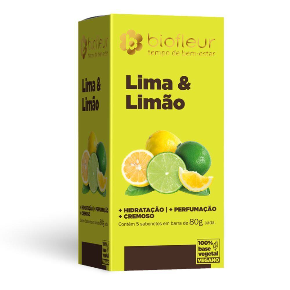 Sabonete Vegano Biofleur Lima e Limão 5 Sabonetes De 80g