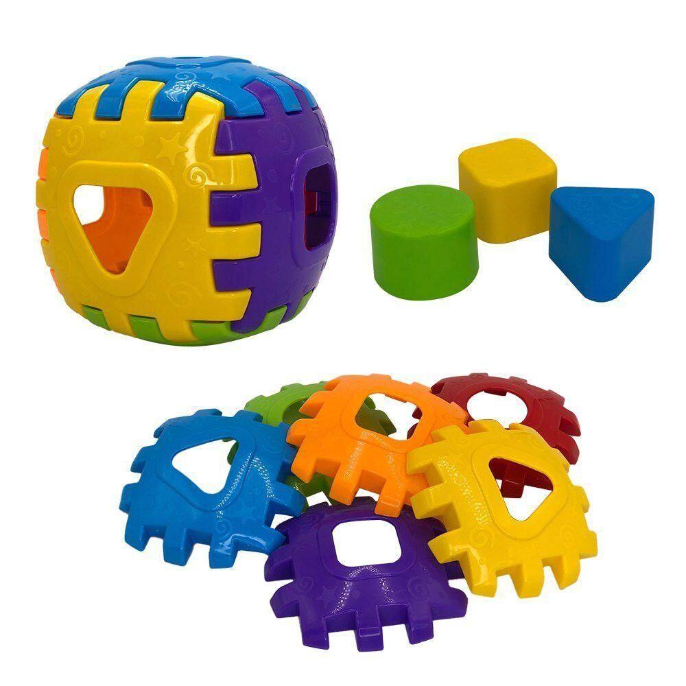 Brinquedo De Encaixar Educativo Cubo Didático 3 Unidades Colorido