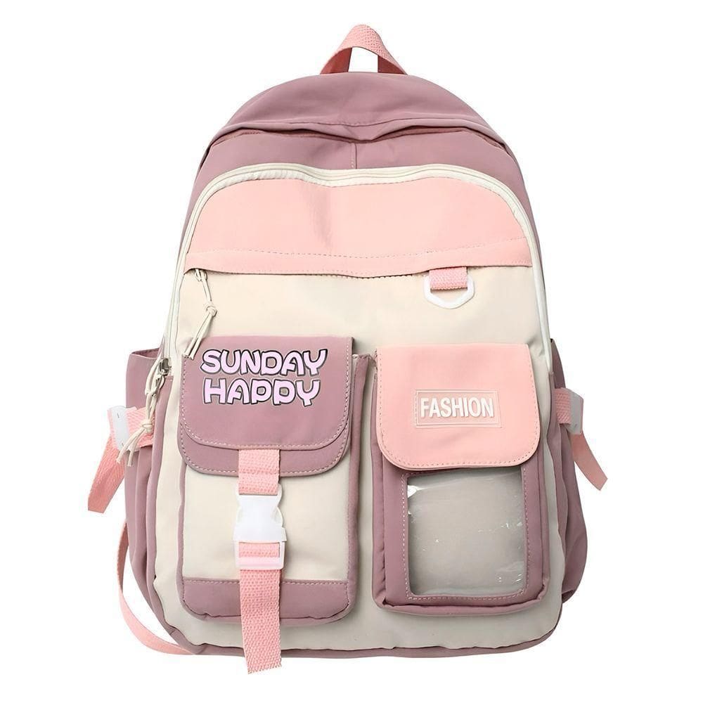 Mochila Juvenil Feminina Passeio Cores: Roxo Com Rosa