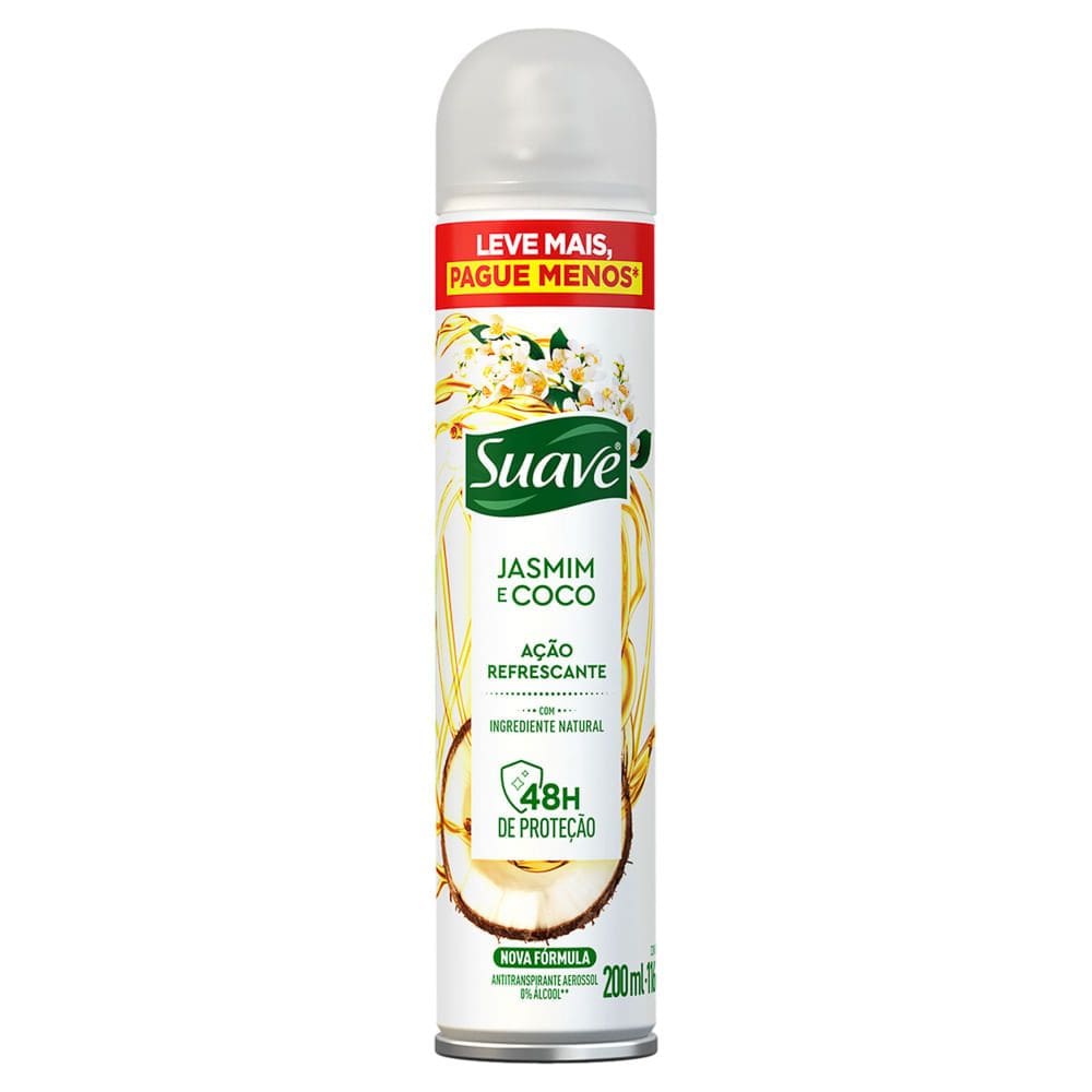 Desodorante Suave Jasmim e Coco Aerossol Antitranspirante 48h 200ml