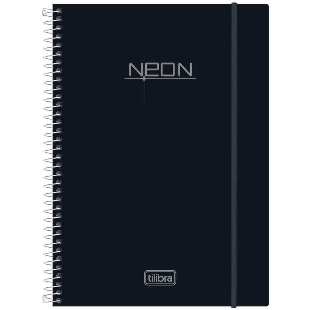 Caderno Espiral Capa Dura 1 Matéria 80 Folhas Neon Preto