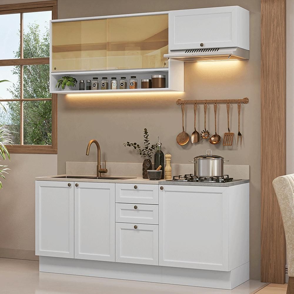 Armário de Cozinha Completa 180 cm Branco Vik Madesa 05