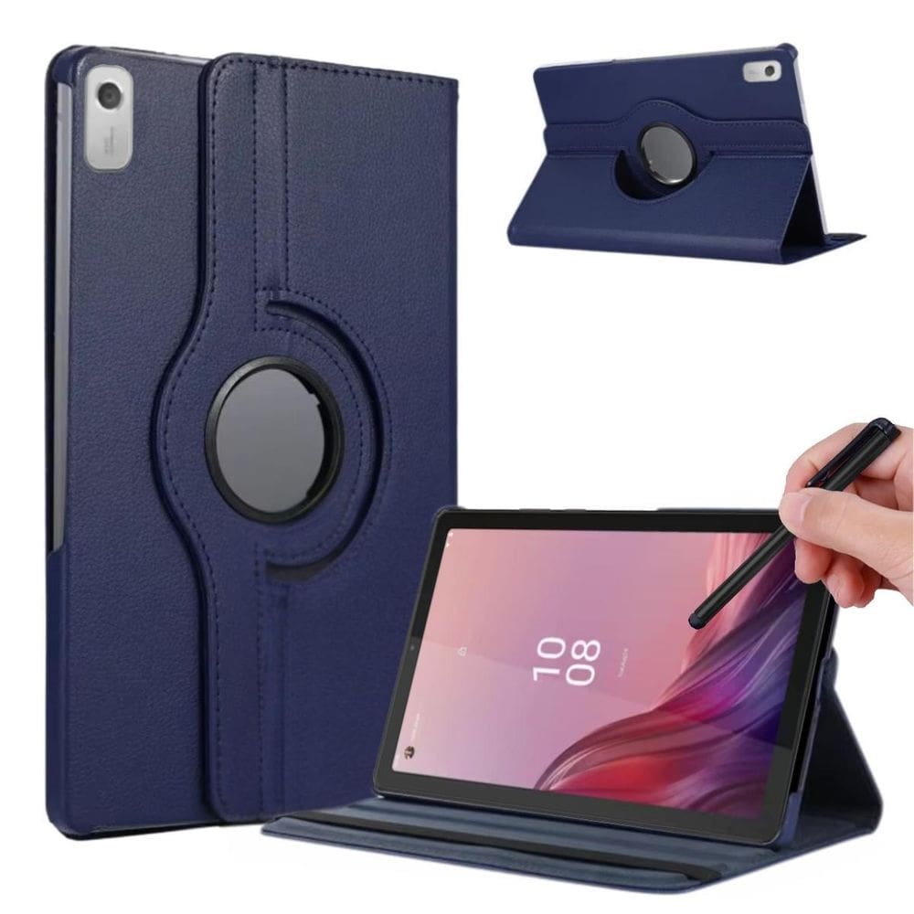 Capa Couro Giratória Para Lenovo M9 Tb310Fu + Caneta Touch