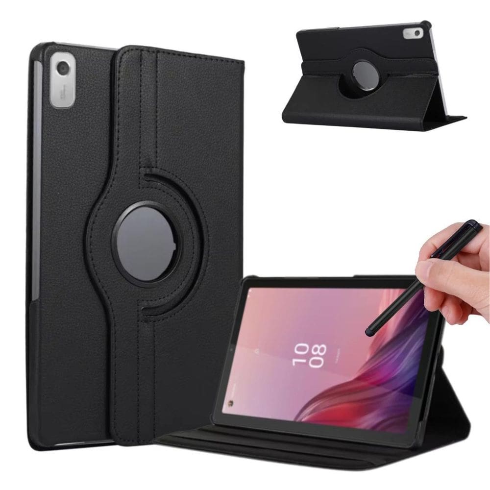 Capa Couro Giratória Para Lenovo M9 Tb310Fu + Caneta Touch