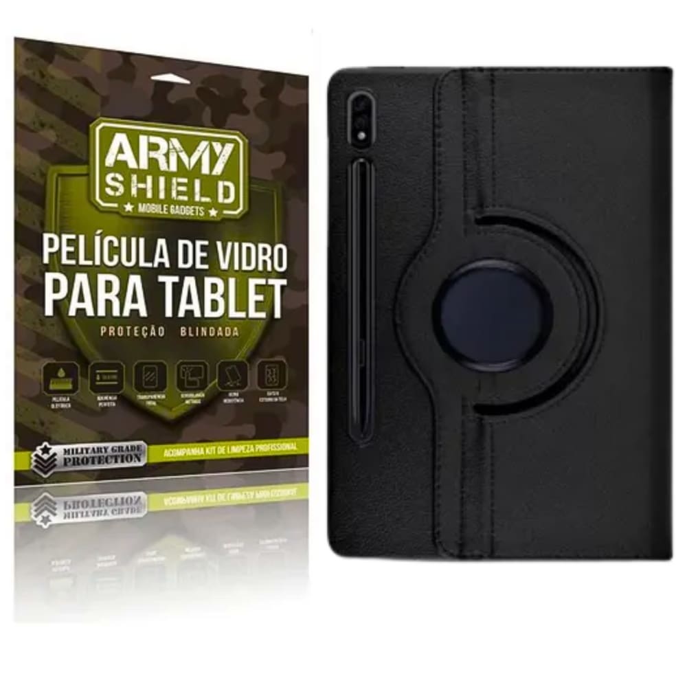 Capa Giratória Para Tab S10+ Plus + Película de Vidro 3D Modelo X826 X820 - Armyshield