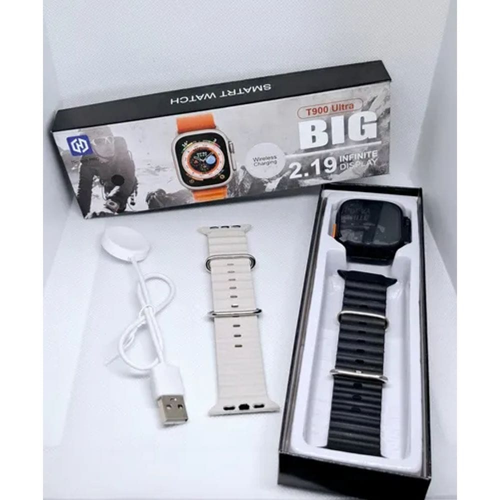 Relógio Smartwatch Ultra T900 Big Tela 2.09 Digital Caixa Alumínio Pulseira Preta uma Pulseira Extra