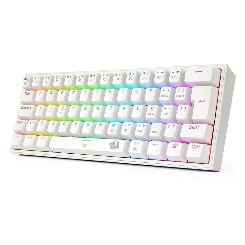 Teclado Gamer Mecânico Redragon Fizz K617 Rainbow Branco