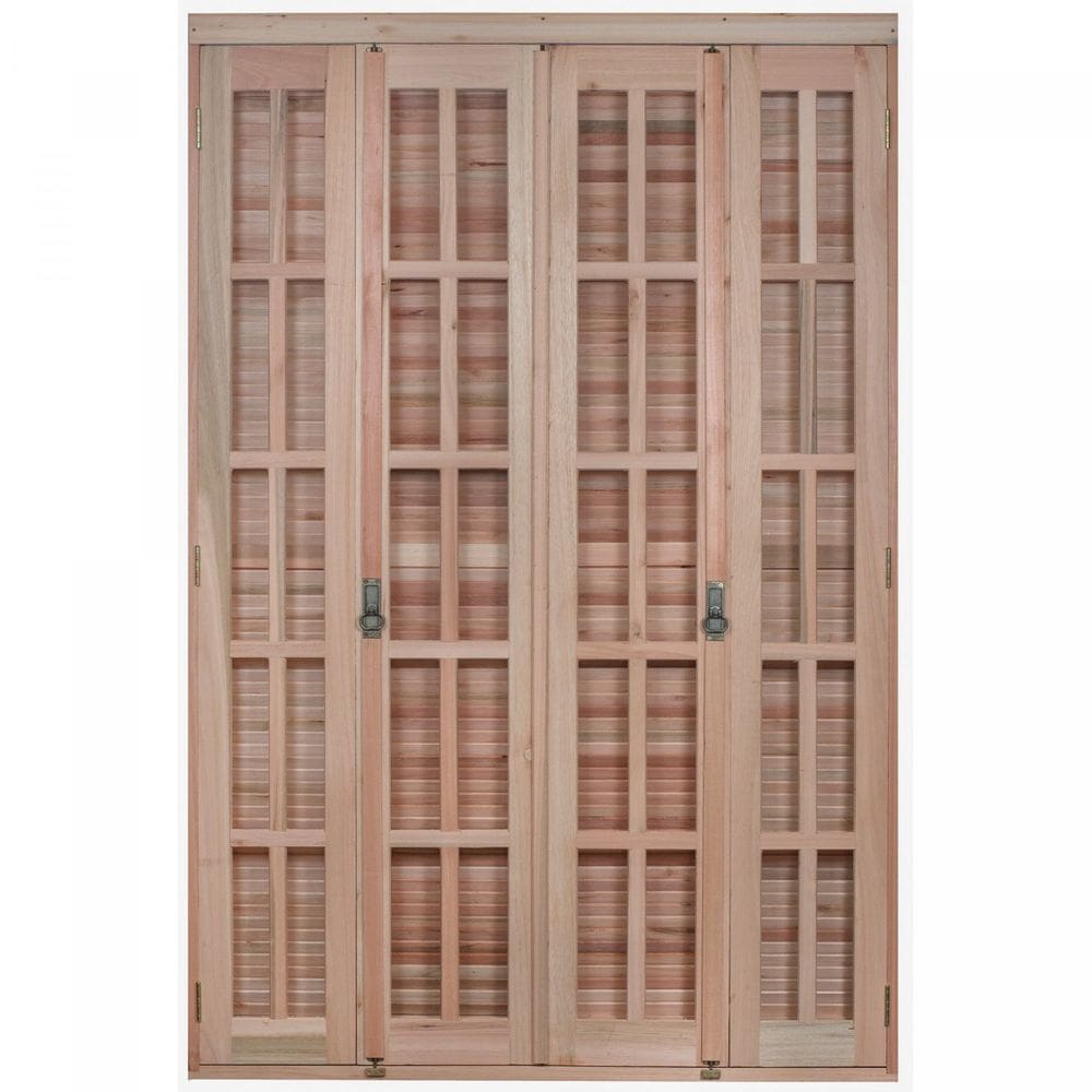 Porta Janela com Veneziana Pantográfica e Caixilhos para Vidros 213x140cm Rondosul Natural