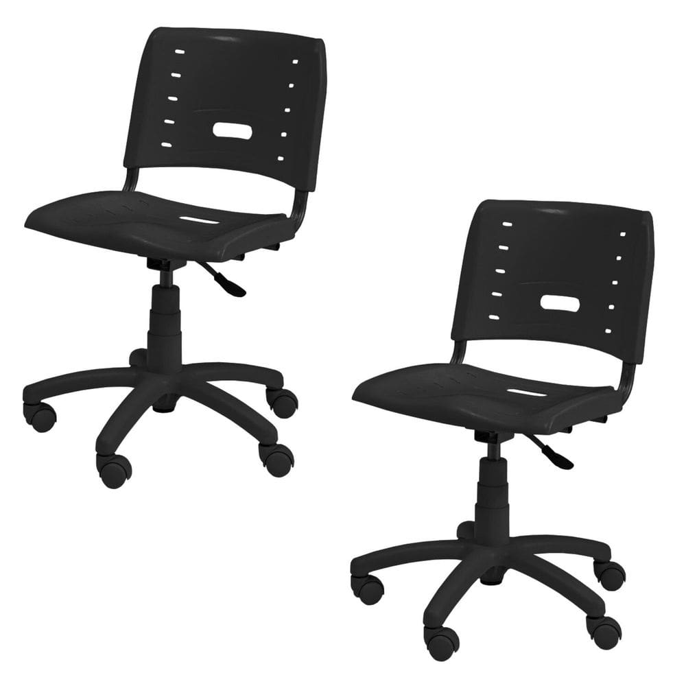 Conjunto 2 Cadeiras de Escritório Base Giratória Elo Preto