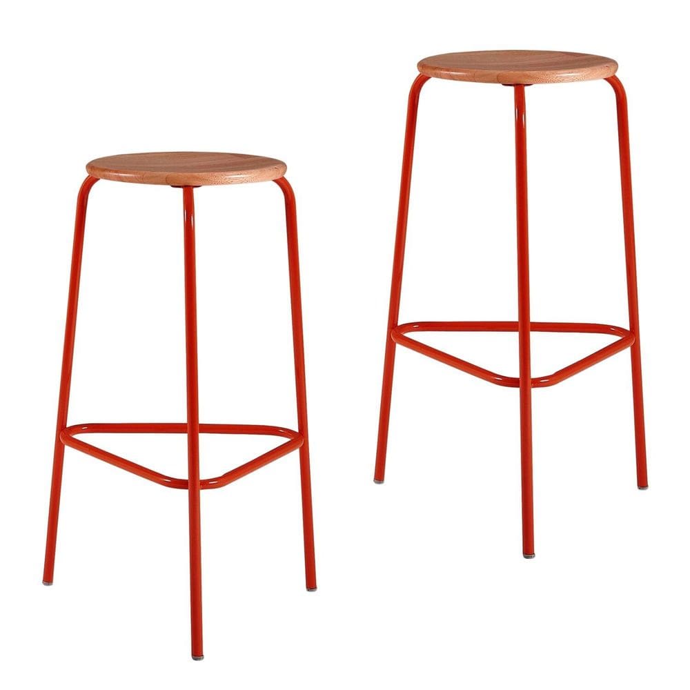 Conjunto 2 Banquetas para Sala de Jantar Cumbuca Vermelho / Marrom