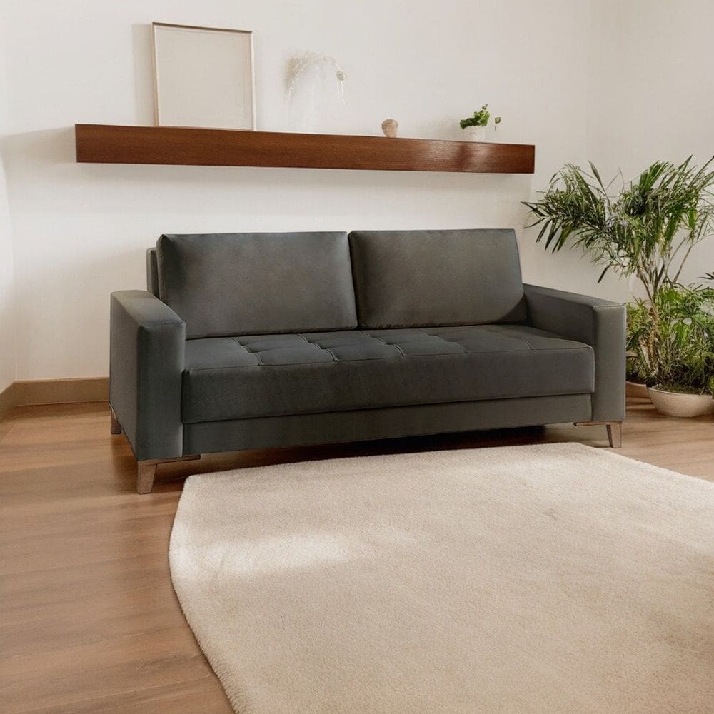 Sofá para Sala de Estar Fixo 4 Lugares Orion Luxo Cinza