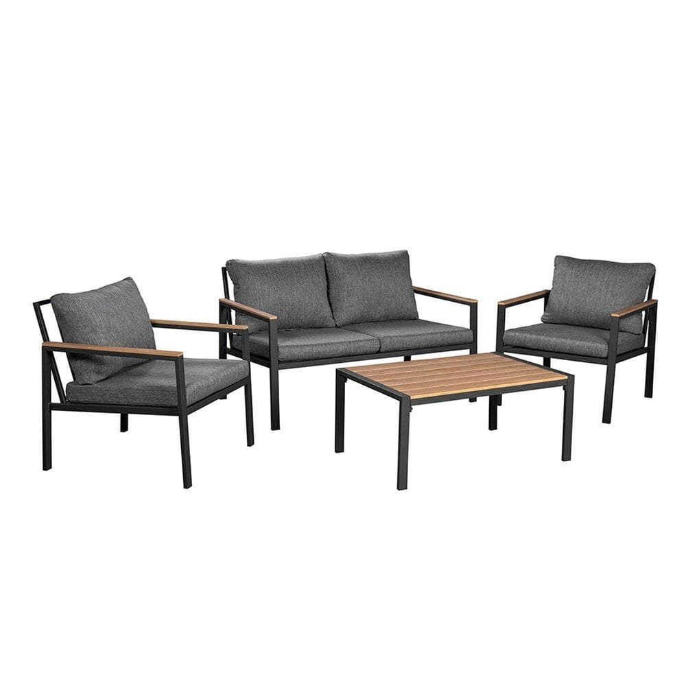 Conjunto para Jardim com 1 Sofá 2 Poltronas e 1 Mesa Oasis Grafite