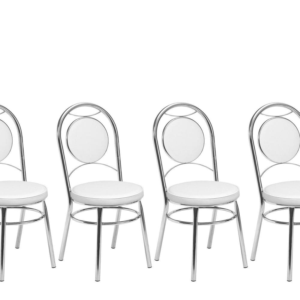 Conjunto 4 Cadeiras para Cozinha Debrum Cromado/Branco