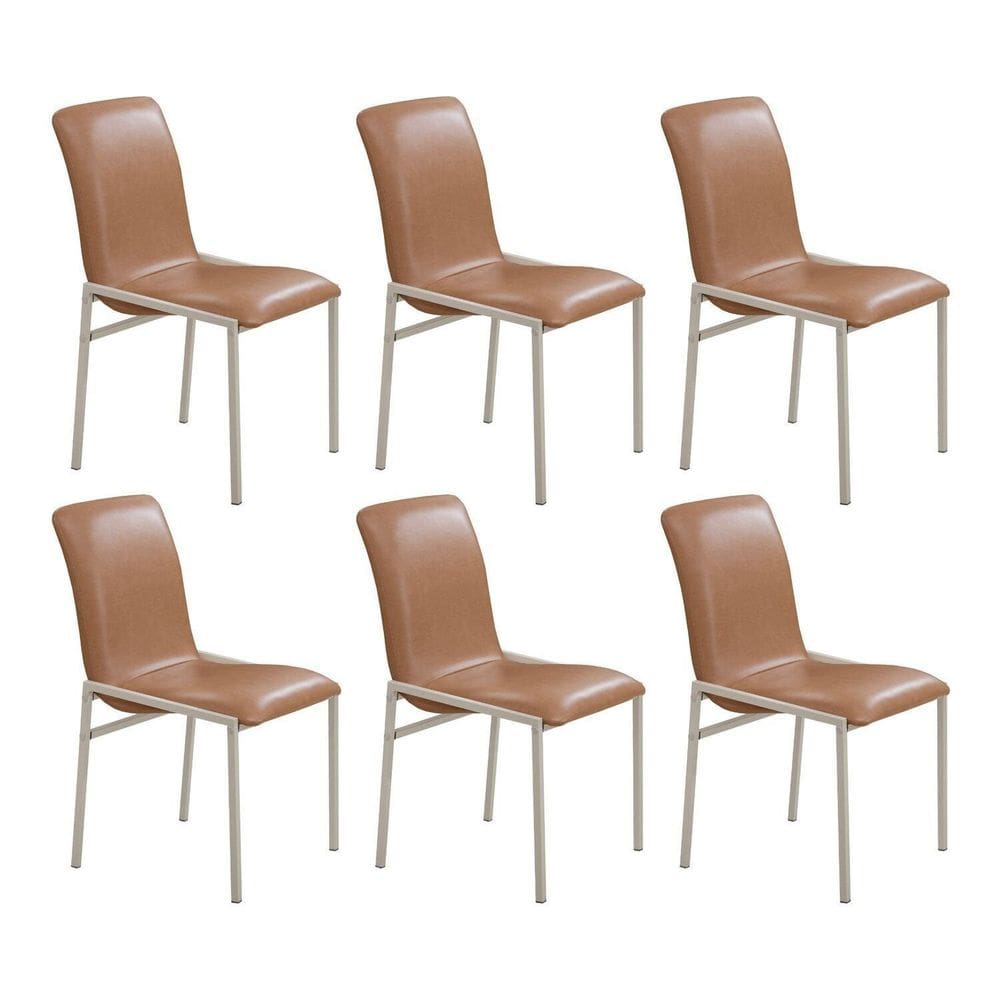 Kit com 6 Cadeiras para Sala de Jantar Premium Bege / Champagne