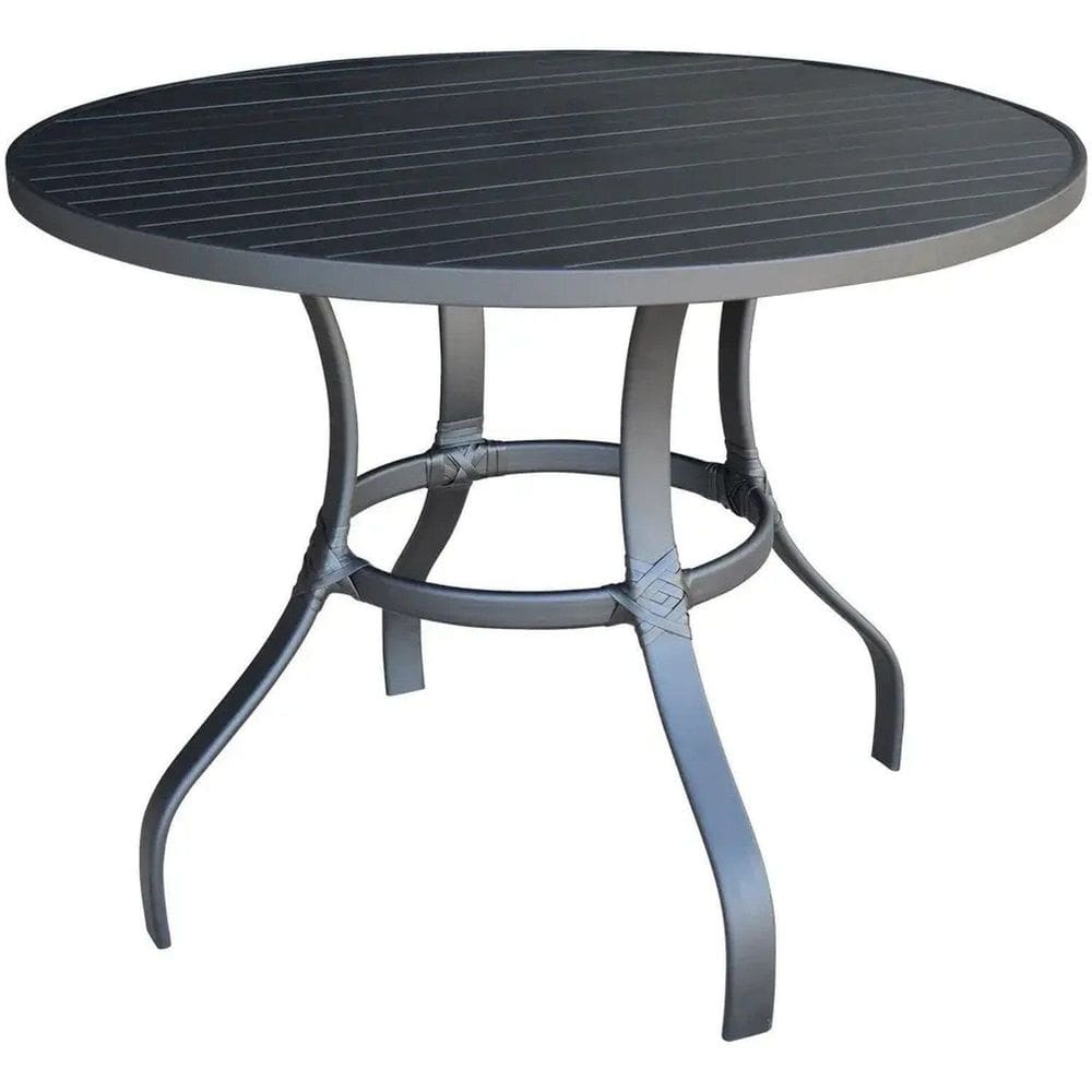 Mesa para Jardim com Tampo Ripado em Alumínio Preto