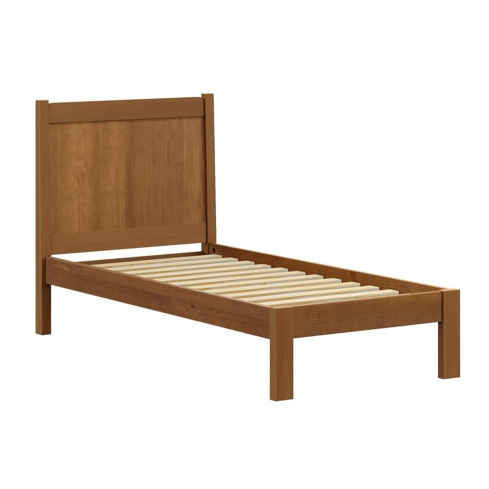 Cama de Solteiro em Madeira Maciça Modena Amendoa