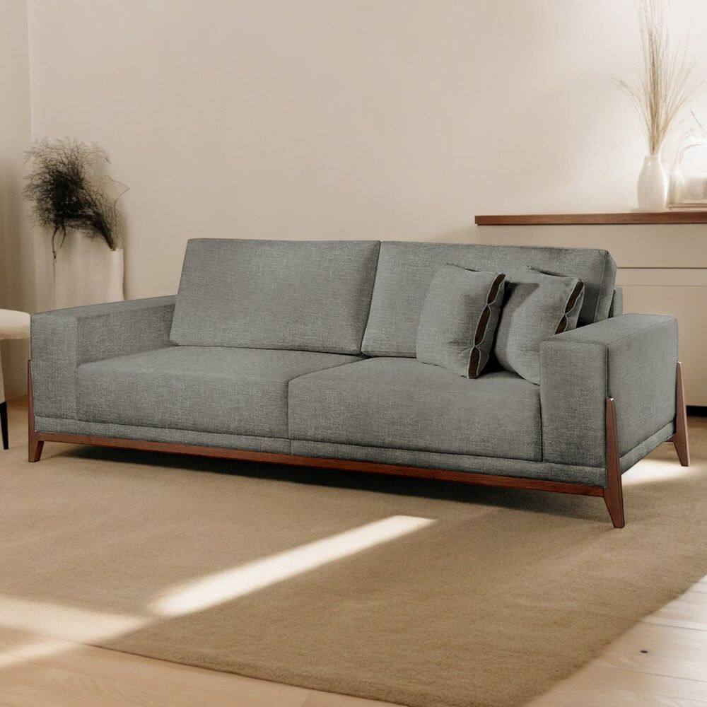 Sofá para Sala de Estar Fixo 4 Lugares Magnus Luxo Cinza