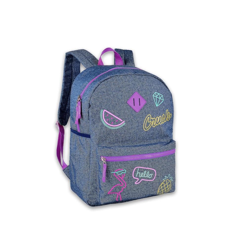 Mochila Escolar Costas Jeans You Go Girl Juvenil Cor Roxo