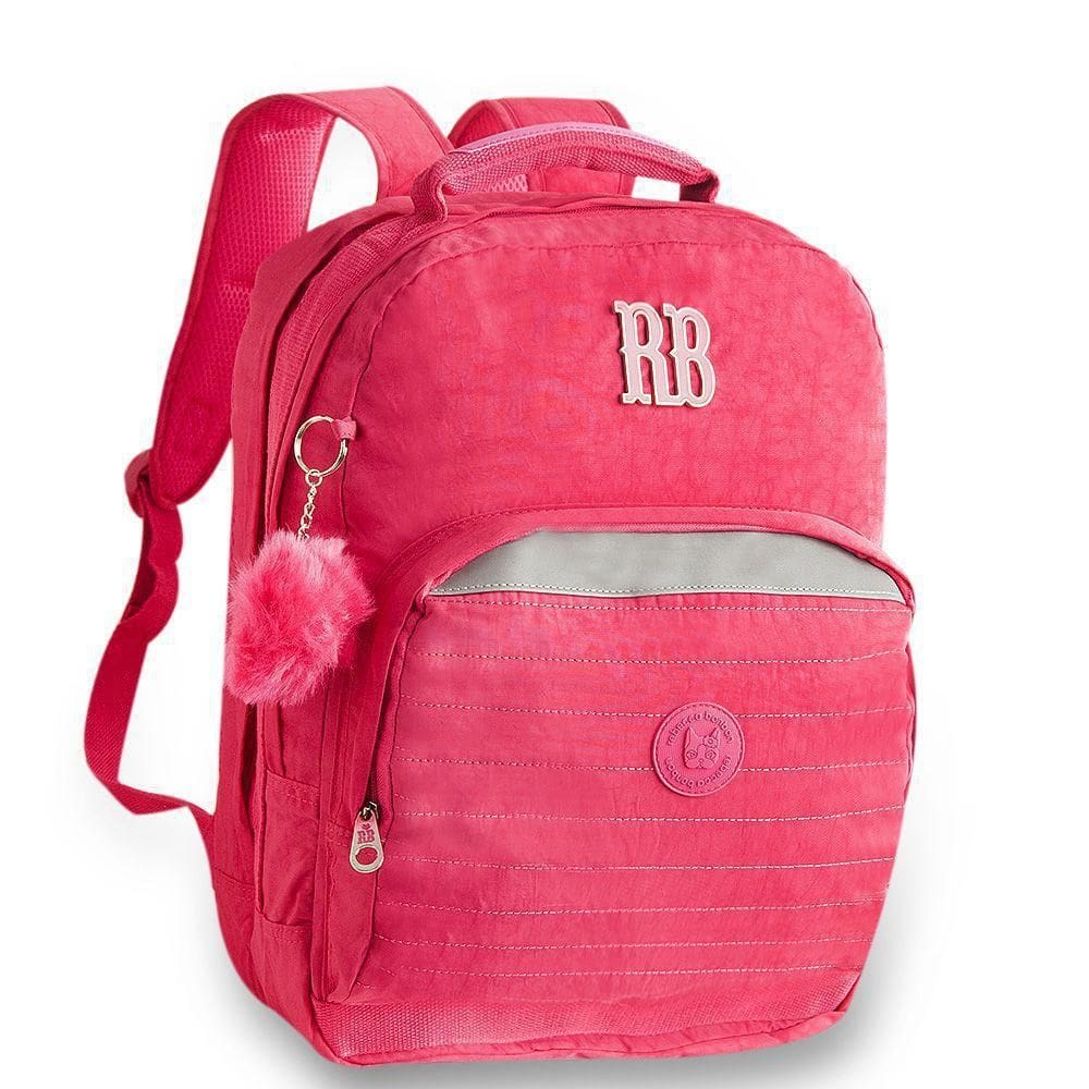 Mochila Escolar Menina Com Pompom Infantil Rosa