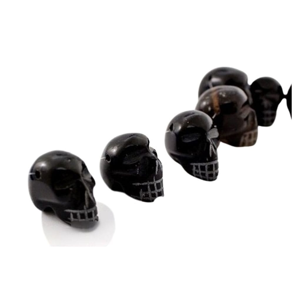 Cranio Furo Vazado Pedra Obsidiana Negra De Garimpo Esculpido Pequeno