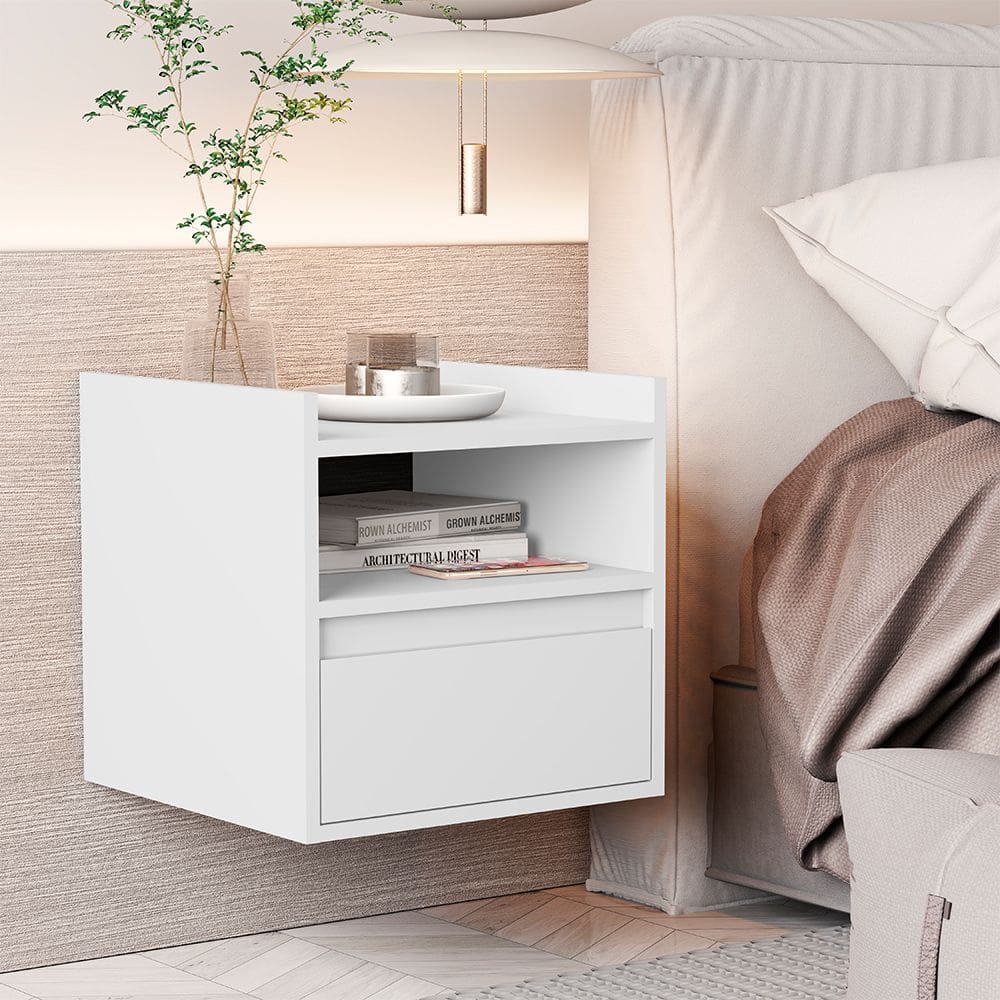 Mesa de Cabeceira Suspensa Minerva com 1 Porta Branco