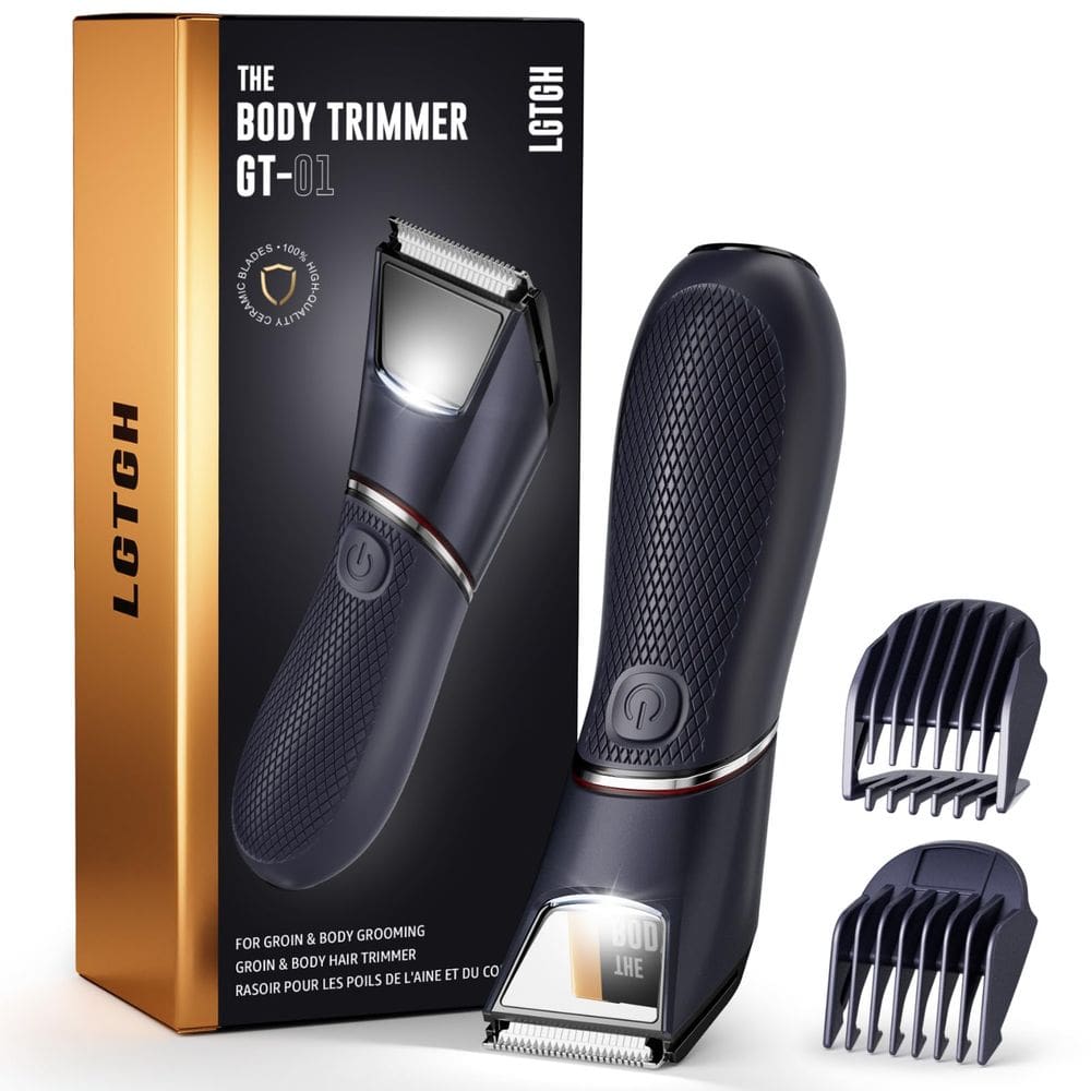 Aparador de pelos corporais LGTGH para homens com espelho e luz LED IPX7