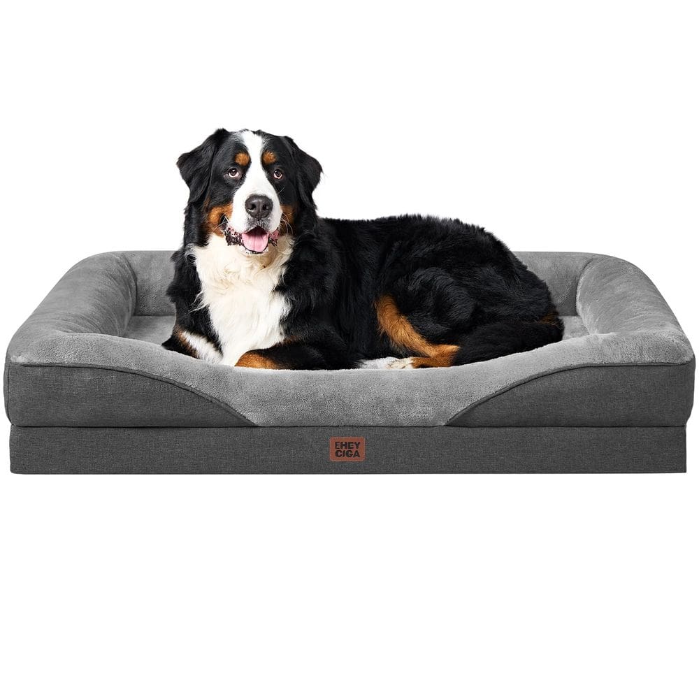 Cama de cachorro EHEYCIGA Memory Foam XXL para cães extra grandes, cinza