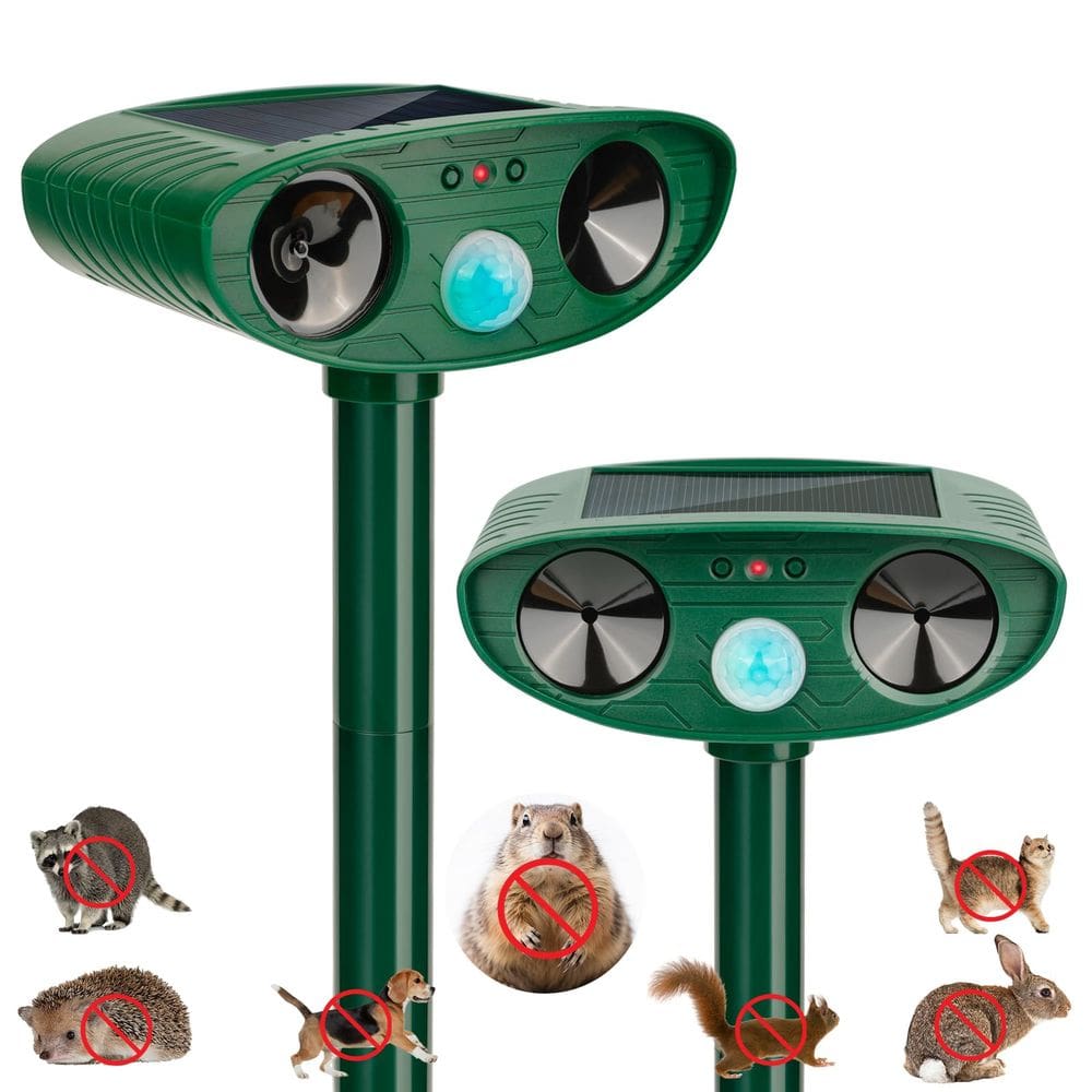 Pacote com 2 repelentes solares de animais LRENQLLY Ultrasonic