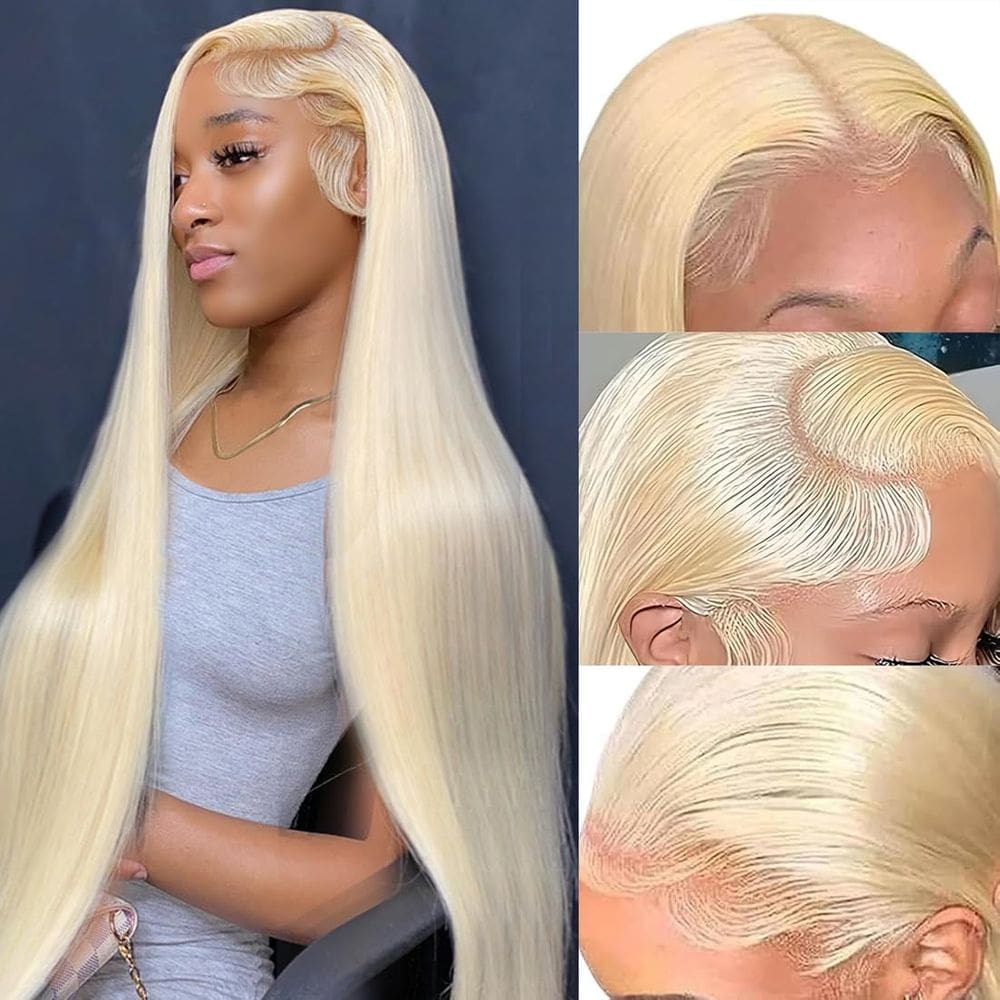 Peruca frontal de renda LETMIEO 71cm 613 Cabelo humano loiro