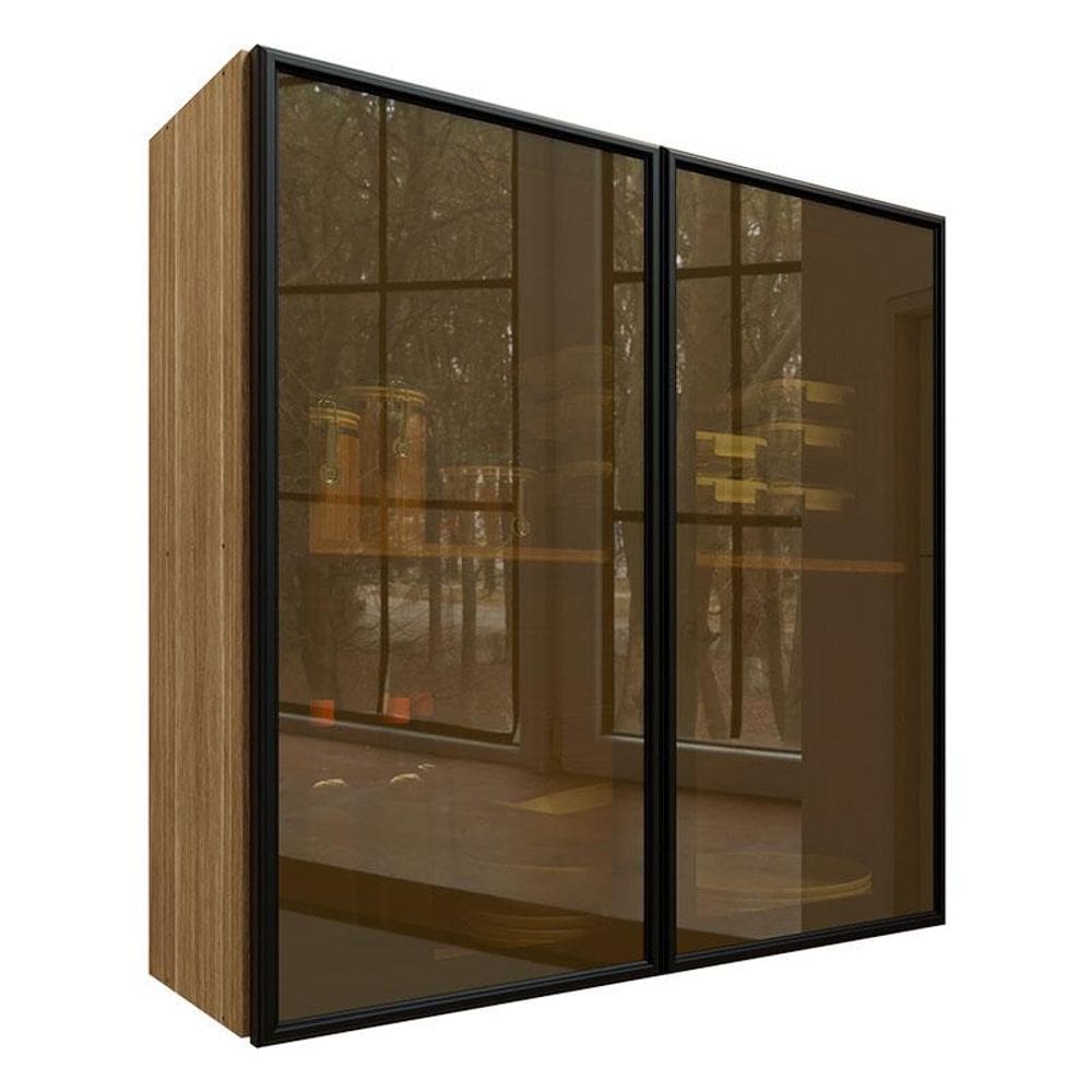 Armário Aéreo Art 6001 2 Portas de Vidro 80 cm Freijó ABS Preto – Kits Paraná