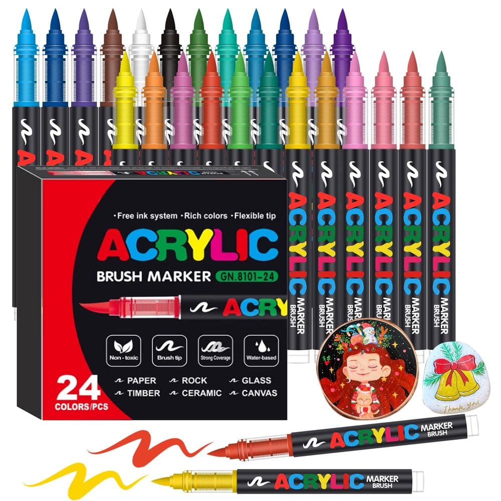 Marcadores de tinta acrílica Amamao Soft Brush Tip 24 cores