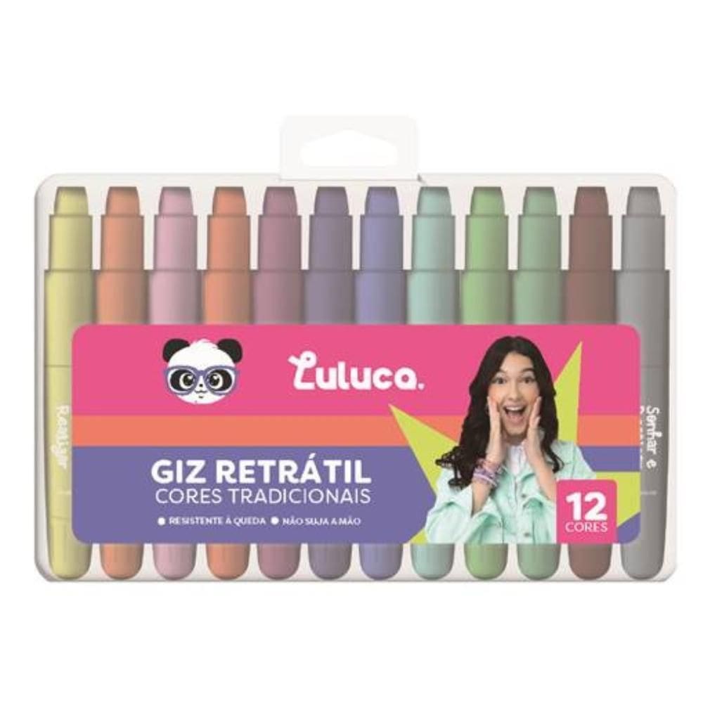 Estojo Giz Retrátil 12 Cores Tradicionais Luluca Sky Paper