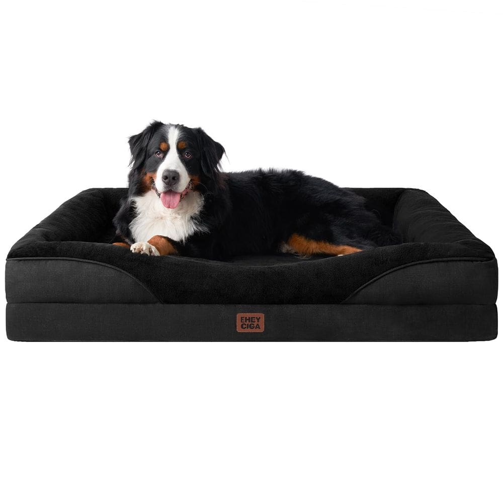 Cama de cachorro EHEYCIGA Memory Foam XXL para cães extra grandes preta