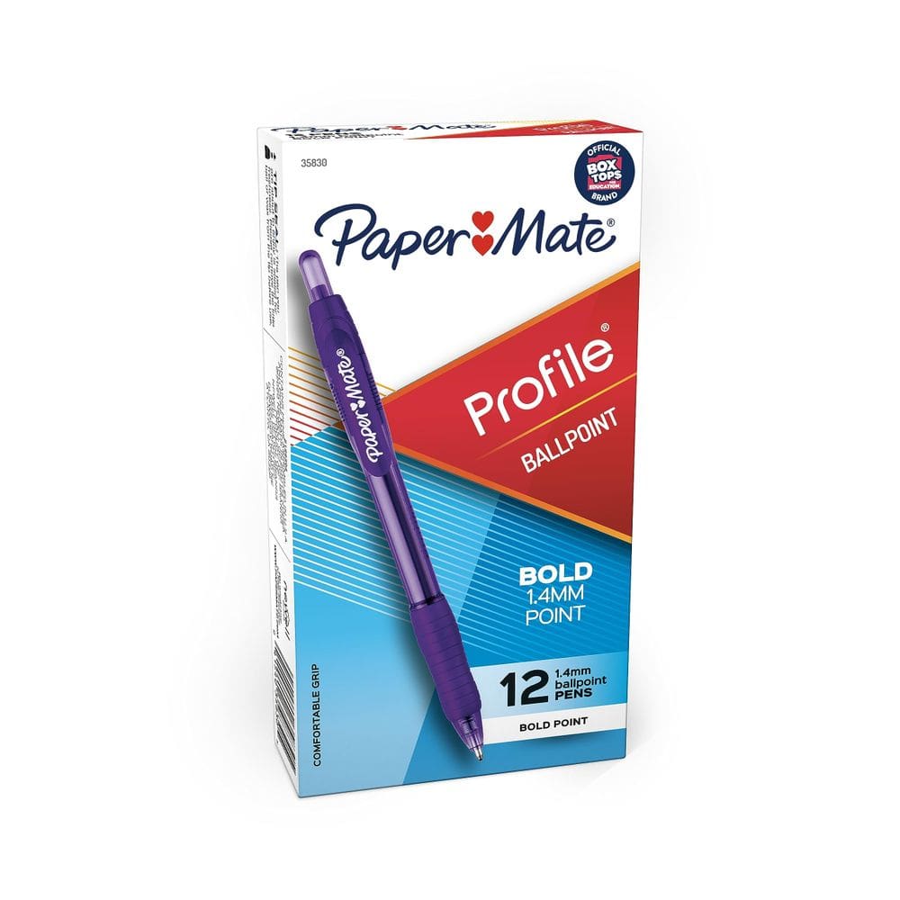 Canetas esferográficas Paper Mate Profile Retráteis Bold Purple