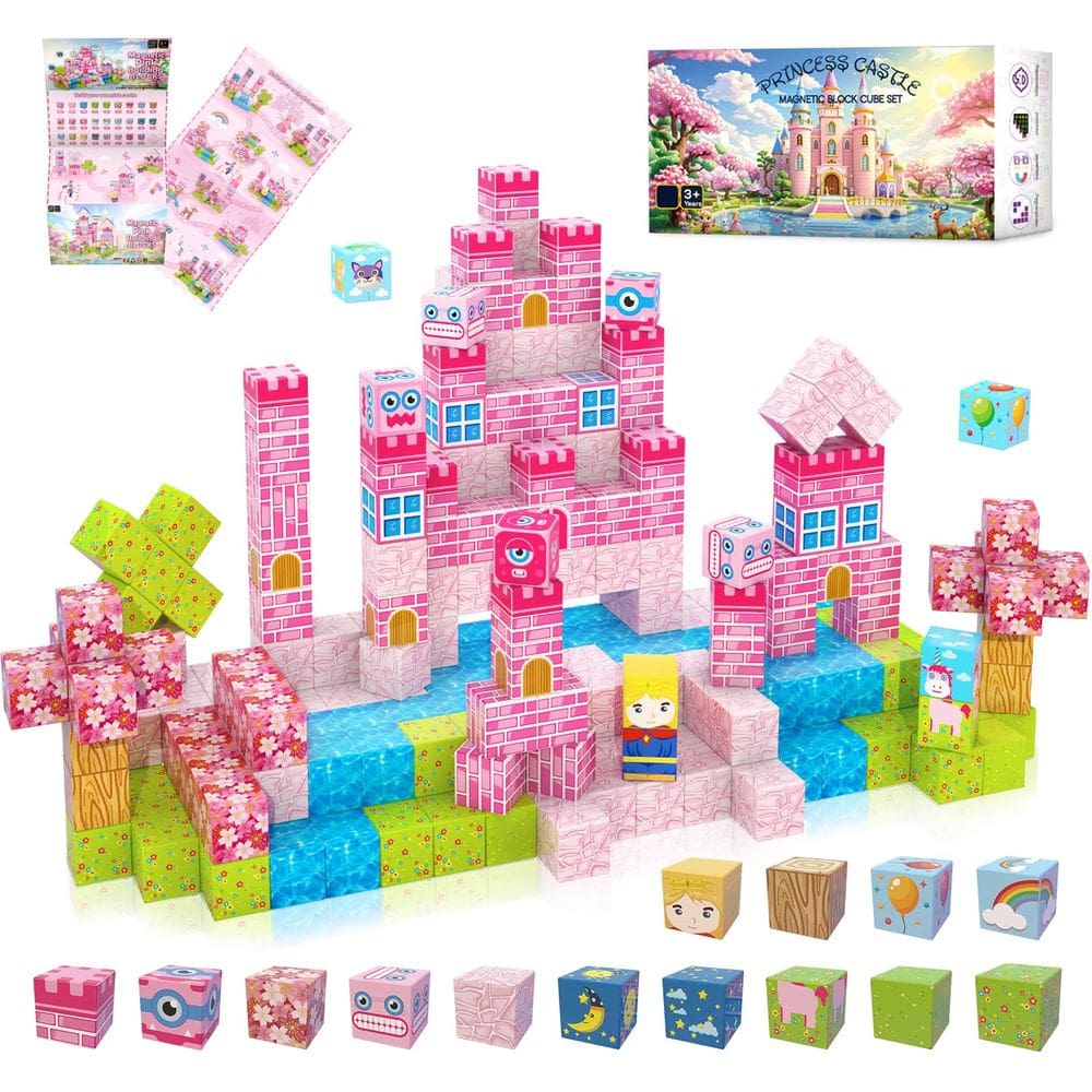 Blocos de construção magnéticos WSHIMIN Princess Castle 200 unidades