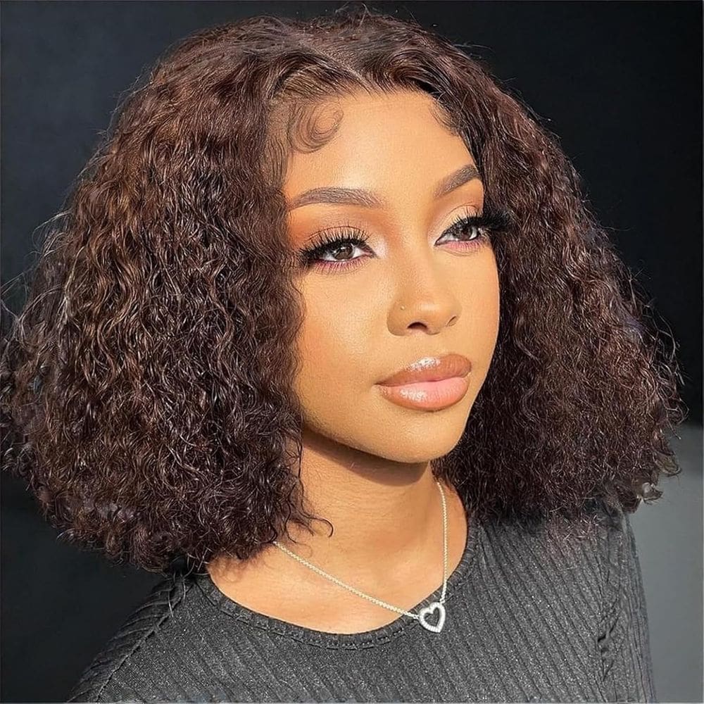 Perucas frontais de renda HCHHCH Chocolate Brown Water Wave 35cm