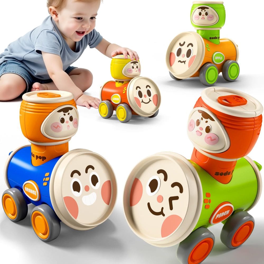 Conjunto de carros de brinquedo iPlay iLearn Press to Go para crianças de 1 a 3 anos