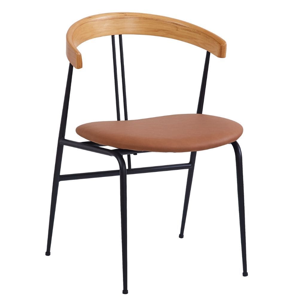 Cadeira Escandinavia Base Preta - Caramelo PU