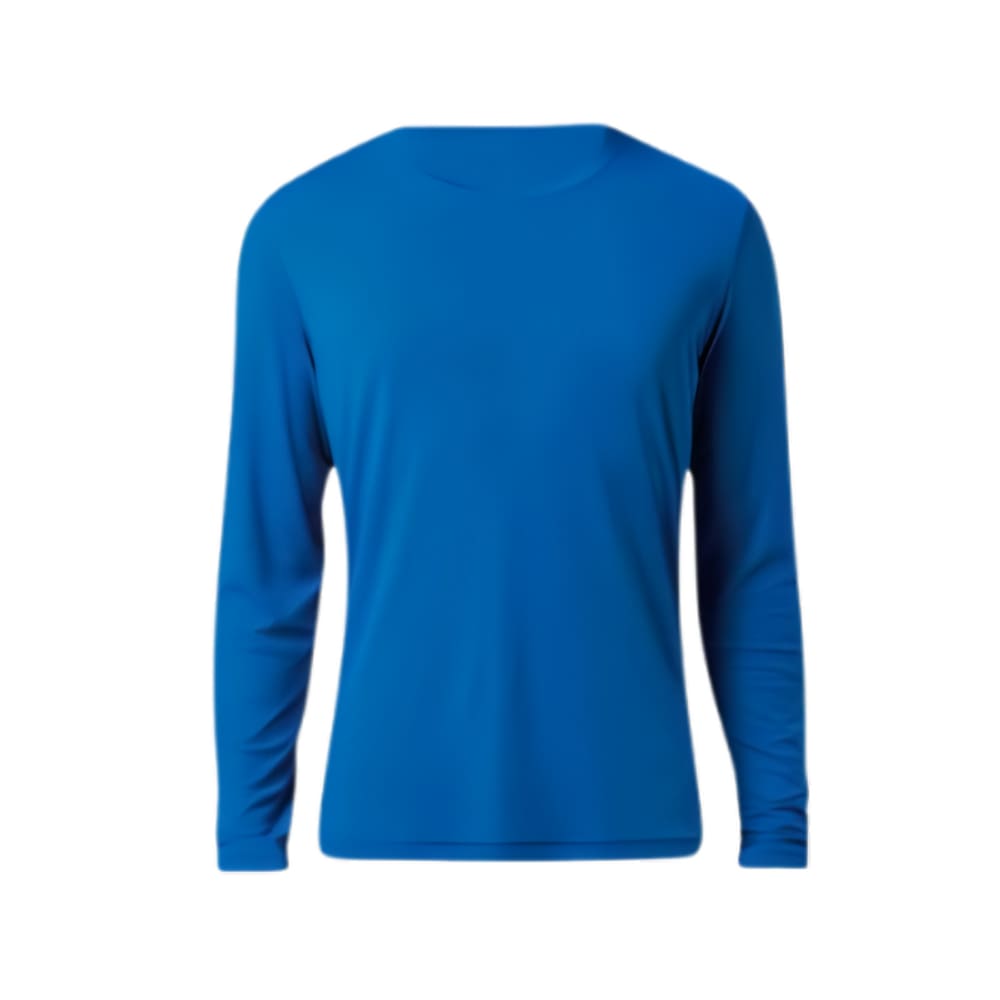 Camisa Em Helanca Gola Careca Manga Longa Azul