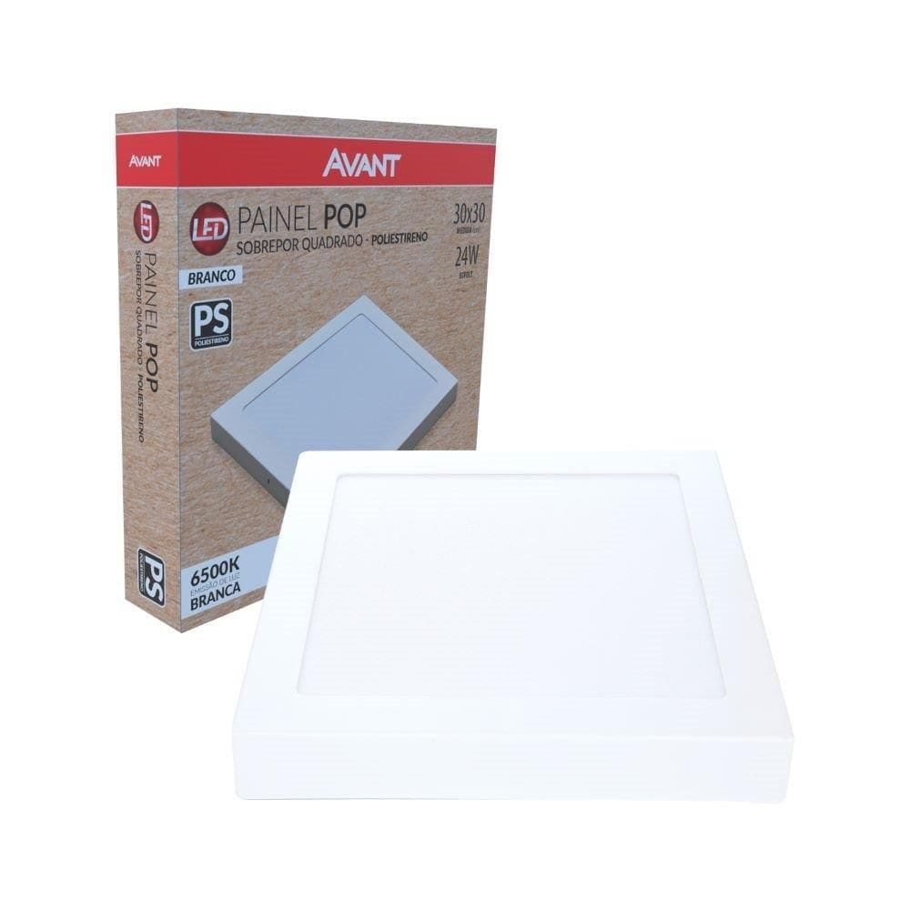 Painel Plafon LED Avant Pop Quadrado Embutir 18W 3000K 1080 Lúmens 21cm - Placa Branca