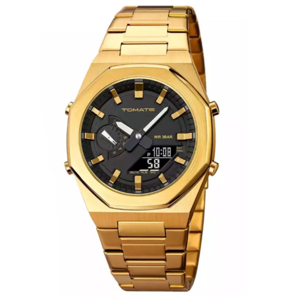 Relógio Esportivo Aço Inoxídável Dourado