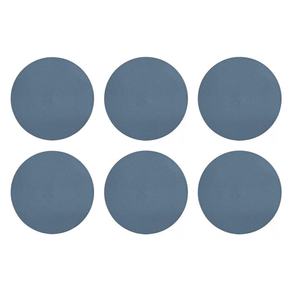 Conjunto 6 Jogo Americano Redondo 38Cm Azul