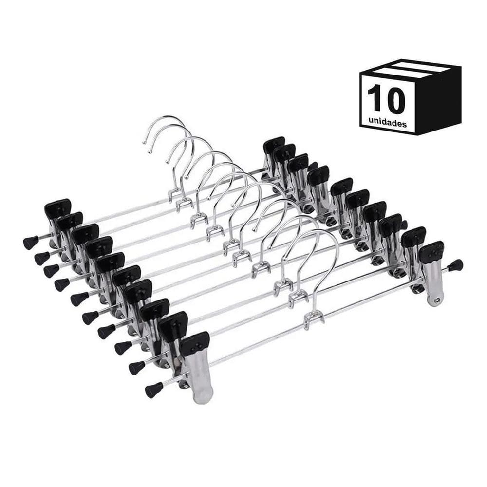 Kit 10 Cabide Presilha-calça, Saia Ou Bermuda Short Casita