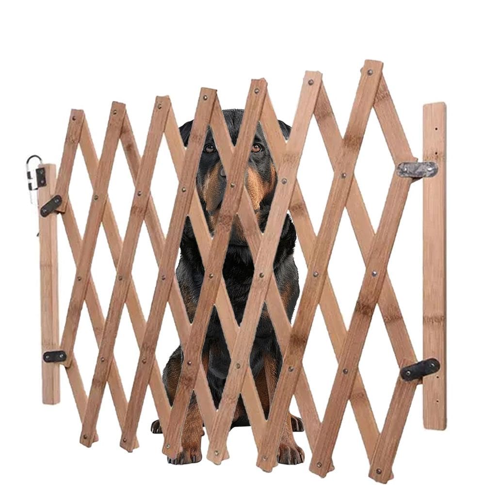 Portao de Bambu Retratil Cachorro Cao Pet Criança Bebe Grade Sanfonada