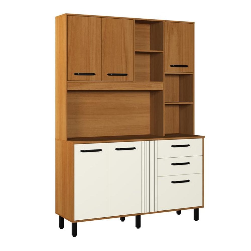 Armário com Balcão Completo Cozinha Luna 6 Portas 2 Gavetas