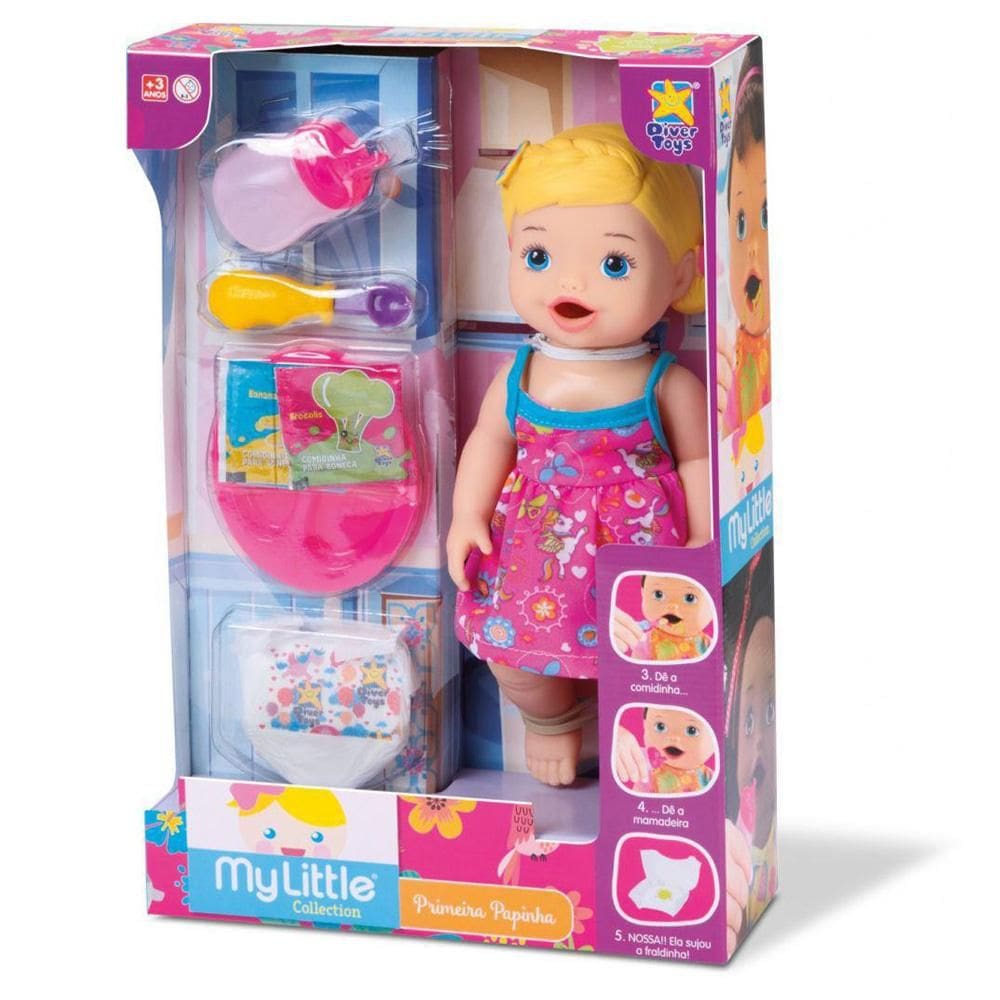 Boneca Primeira Papinha Divertoys 8106 Loira