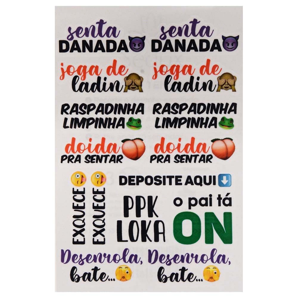 Tatuagem Temporária Senta Danada – Sexy, Ousada e Divertida 15 Desenhos Provocantes