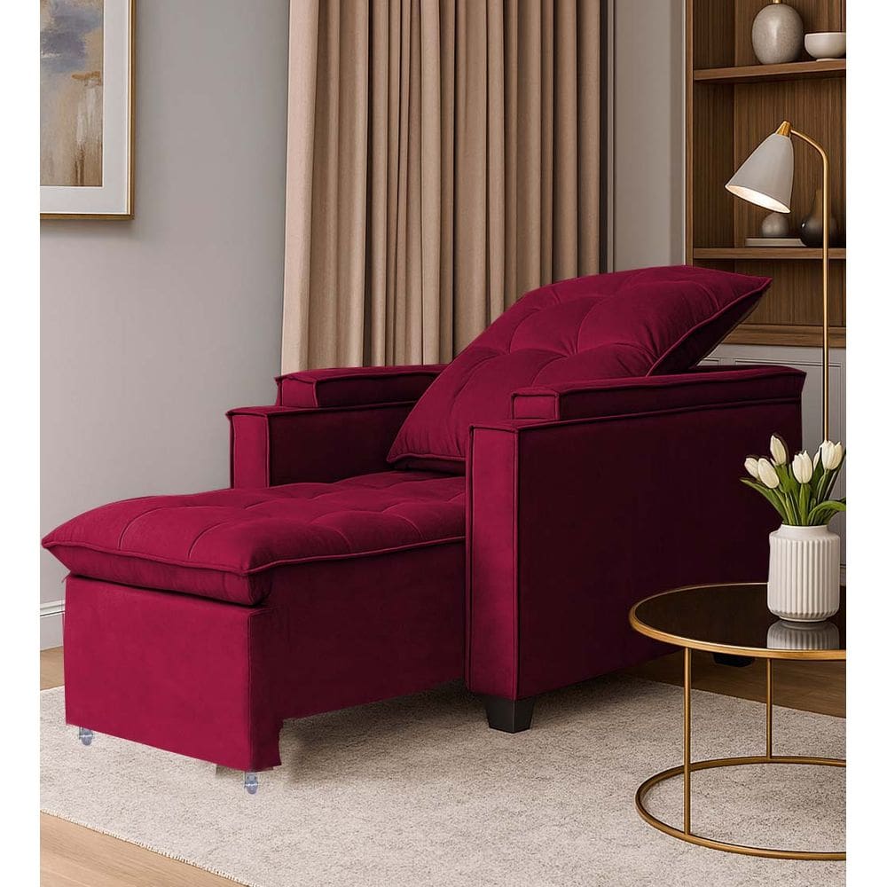 Poltrona Papai Reclinável Pulse Porta Copos Carregador usb Vermelho